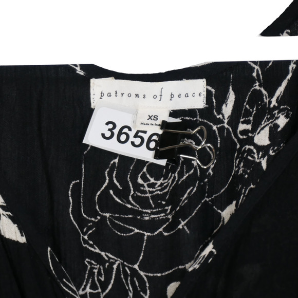 Patrons of Piece Black Dress Womens Size XS Black Floral Sheer Elastic Waist - Picture 11 of 11